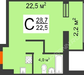 1-комнатная квартира ул. Родионова (ЖК Подкова)